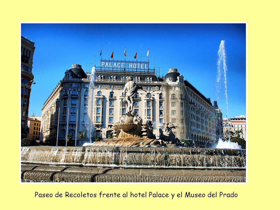 Paseo de Recoletos frente al hotel Palace y el Museo del Prado