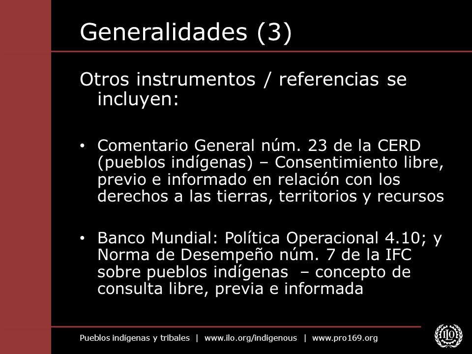 Generalidades (3) Otros instrumentos / referencias se incluyen: