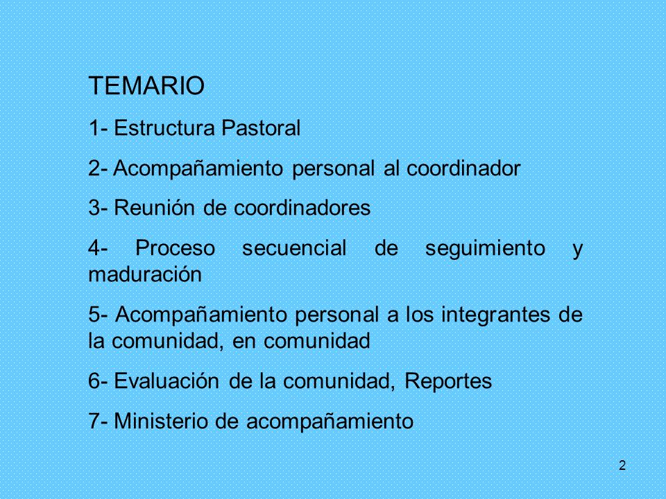 TEMARIO 1- Estructura Pastoral
