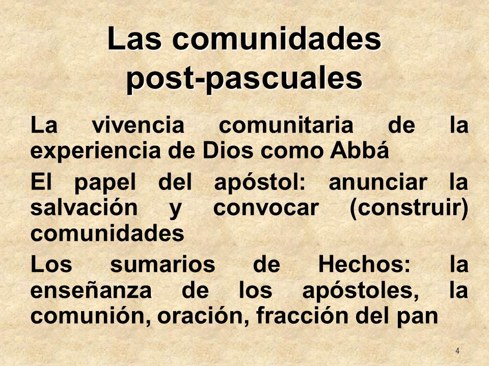 Las comunidades post-pascuales