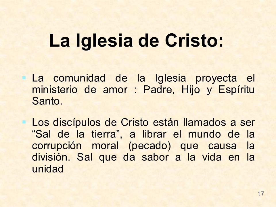 La Iglesia de Cristo: La comunidad de la Iglesia proyecta el ministerio de amor : Padre, Hijo y Espíritu Santo.