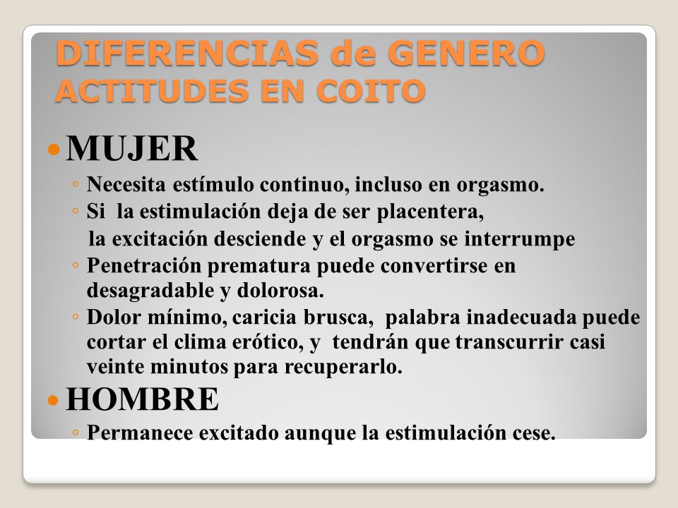 DIFERENCIAS de GENERO ACTITUDES EN COITO