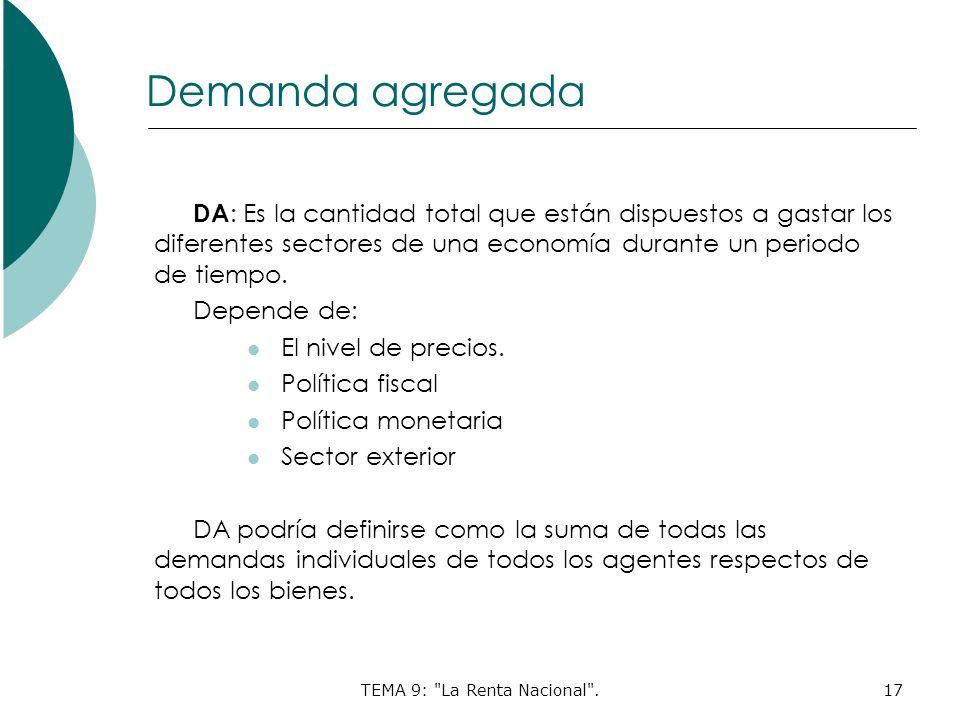 TEMA 9: La Renta Nacional .