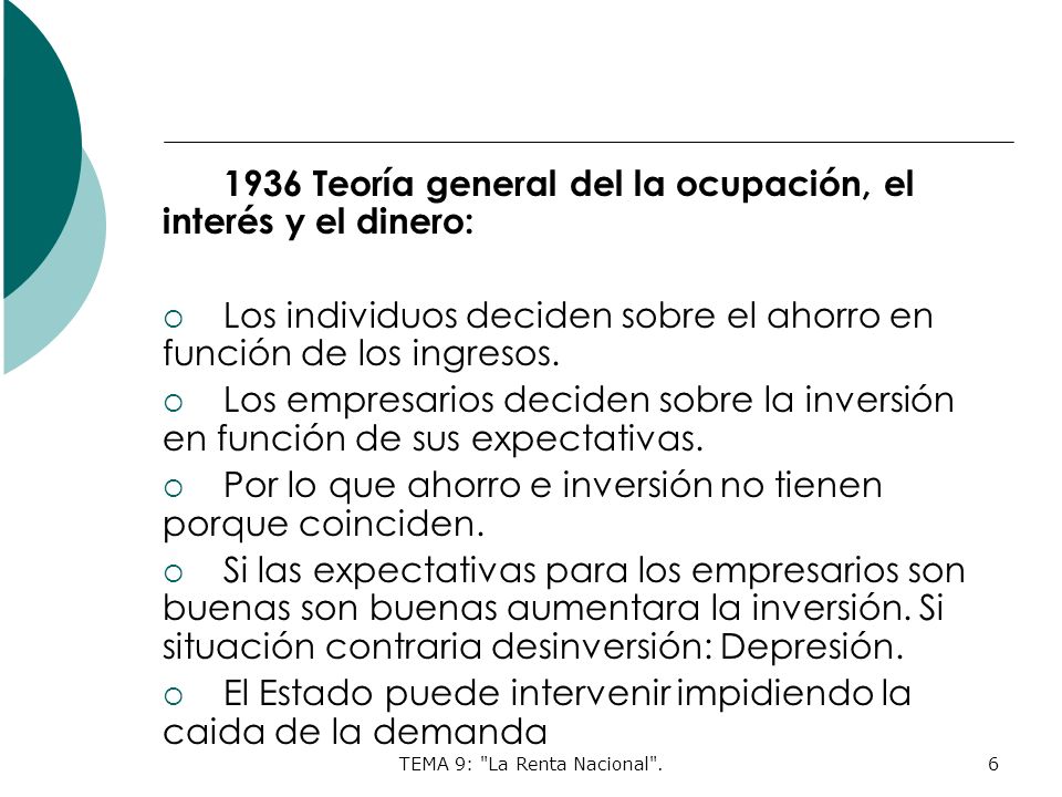 TEMA 9: La Renta Nacional .