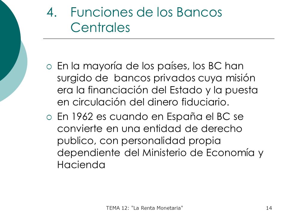 Funciones de los Bancos Centrales