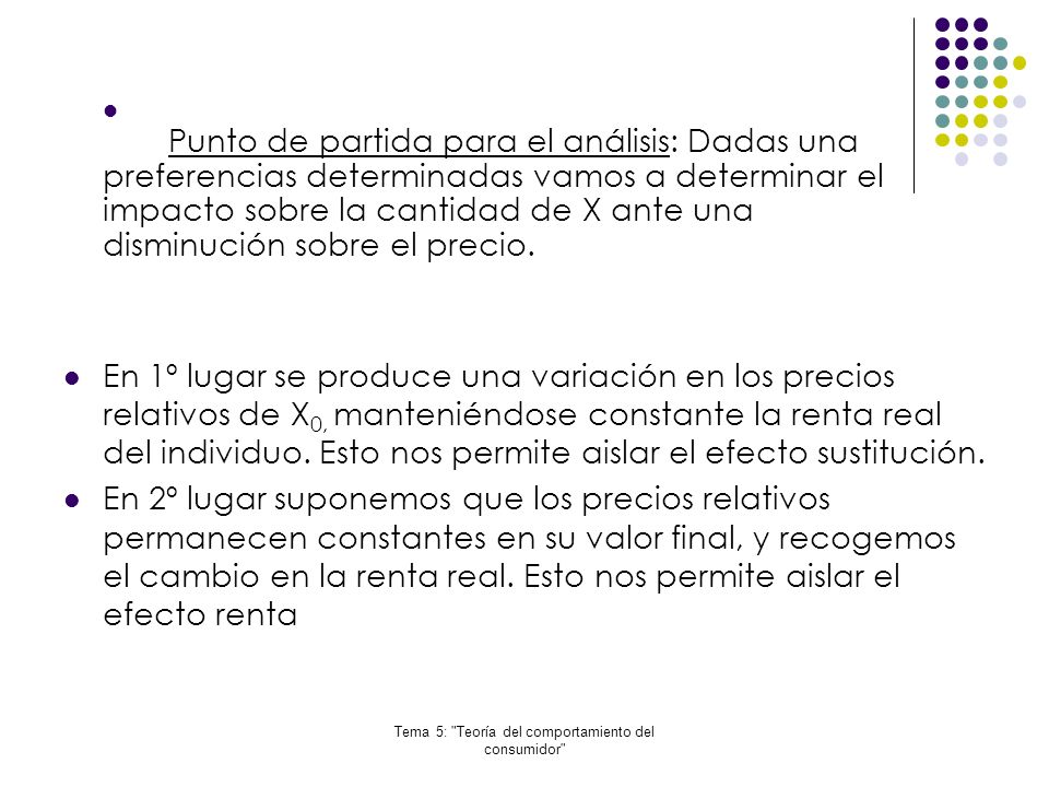Tema 5: Teoría del comportamiento del consumidor