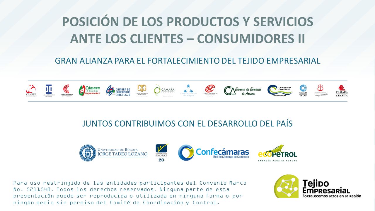 POSICIÓN DE LOS PRODUCTOS Y SERVICIOS