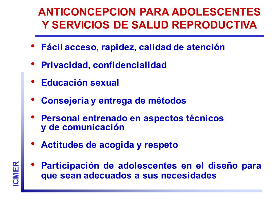 ANTICONCEPCION PARA ADOLESCENTES Y SERVICIOS DE SALUD REPRODUCTIVA