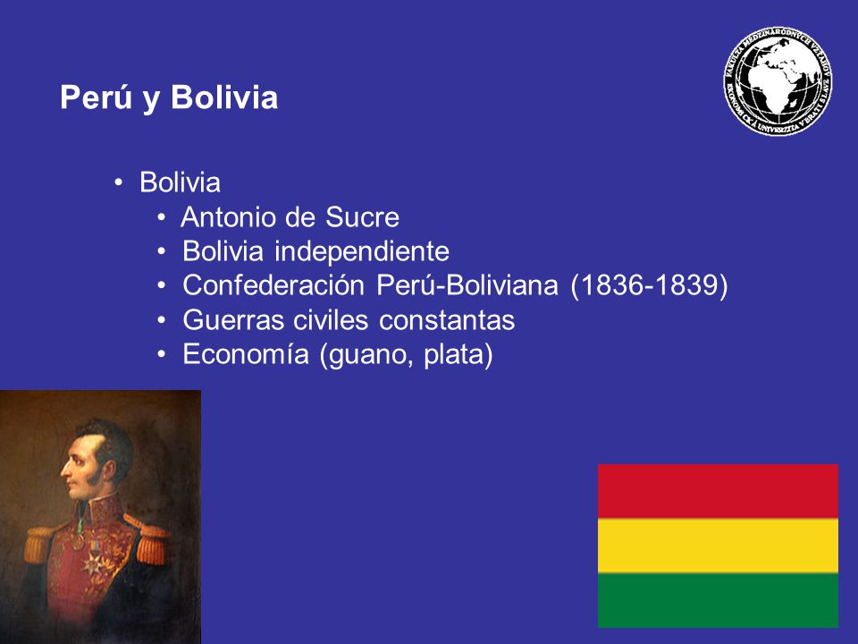 Perú y Bolivia Bolivia Antonio de Sucre Bolivia independiente