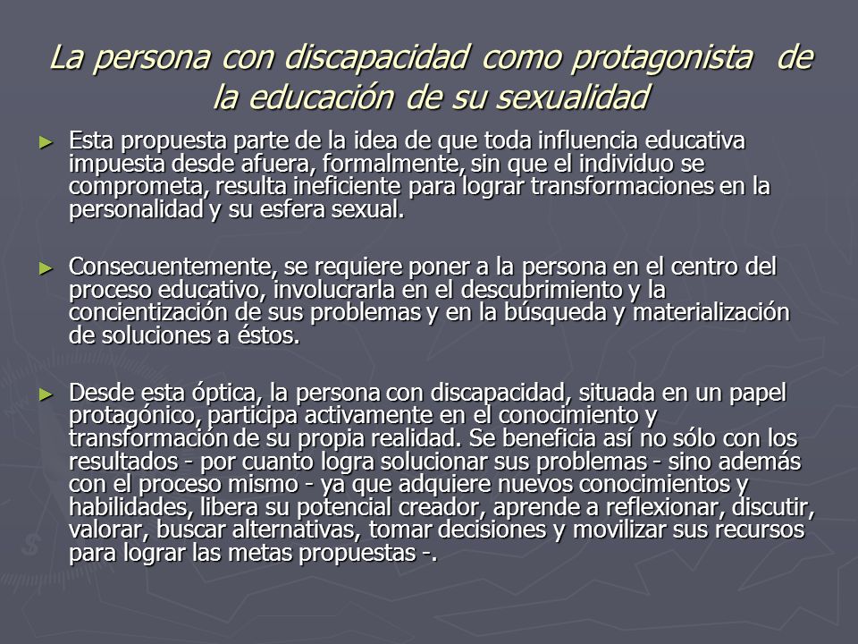 La persona con discapacidad como protagonista de la educación de su sexualidad