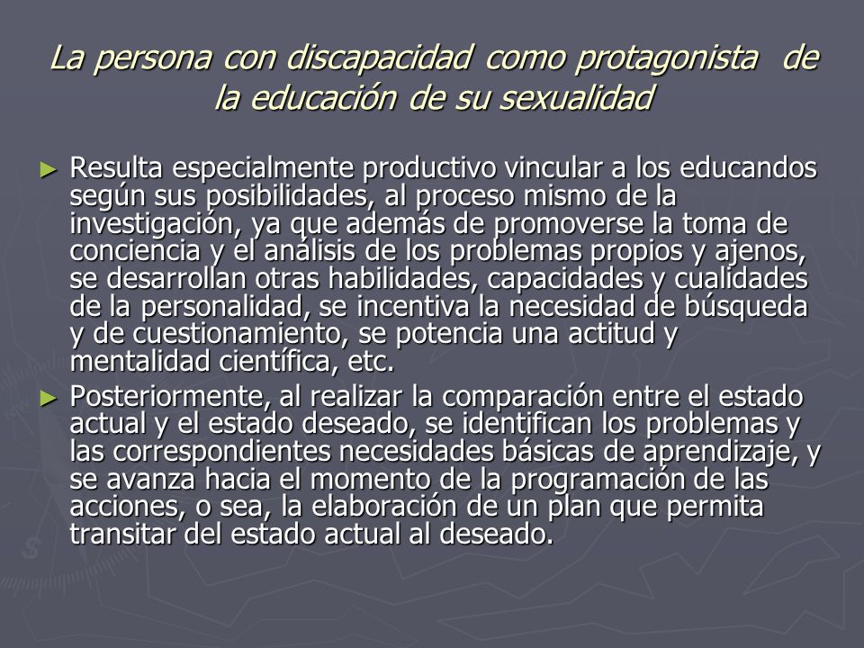 La persona con discapacidad como protagonista de la educación de su sexualidad