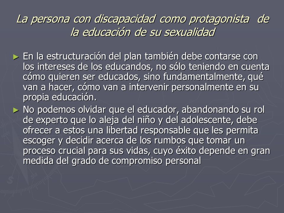 La persona con discapacidad como protagonista de la educación de su sexualidad