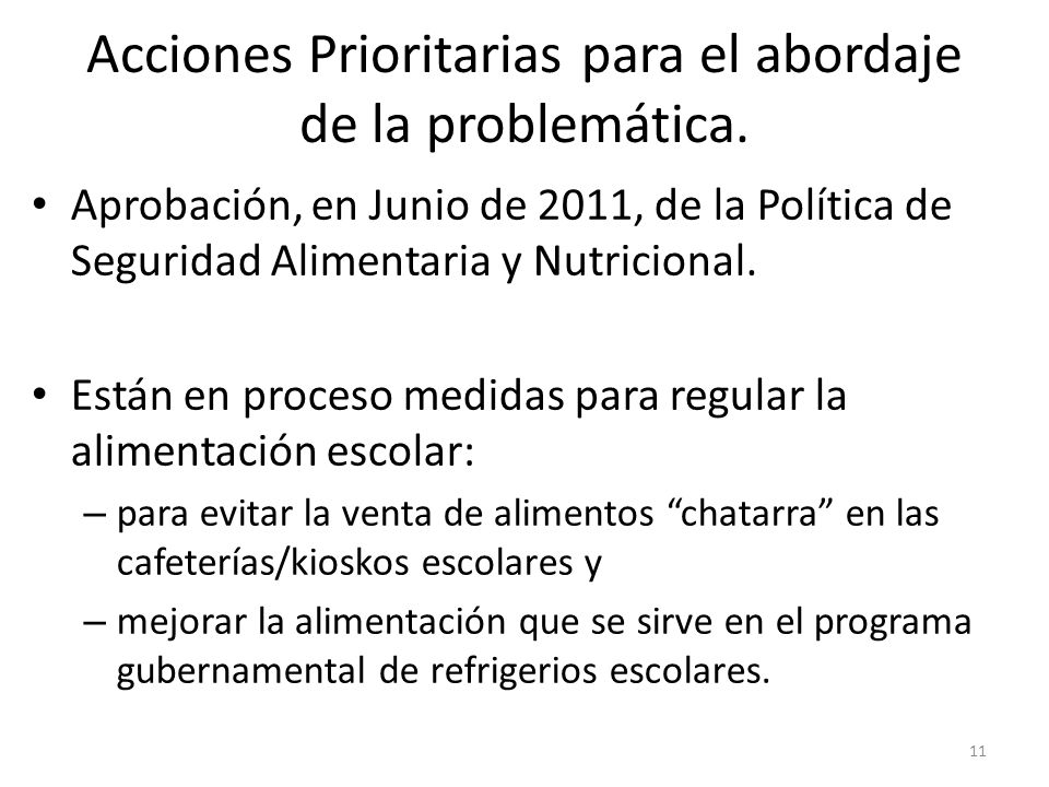 Acciones Prioritarias para el abordaje de la problemática.