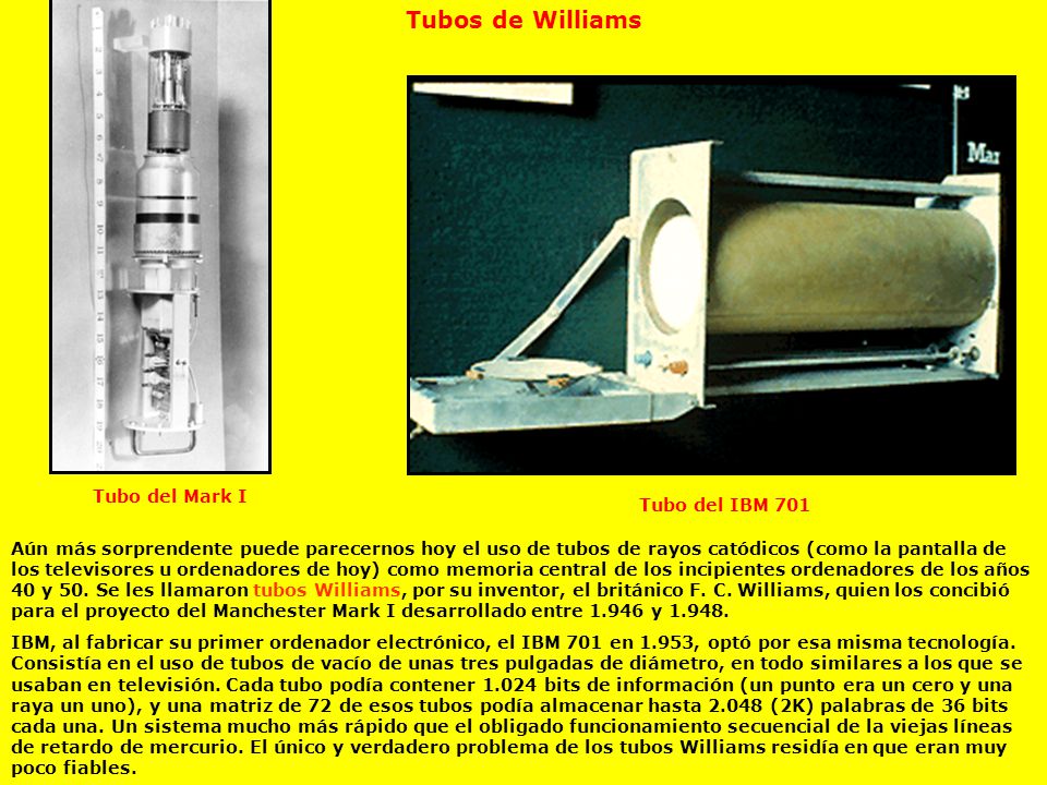Tubos de Williams Tubo del Mark I Tubo del IBM 701
