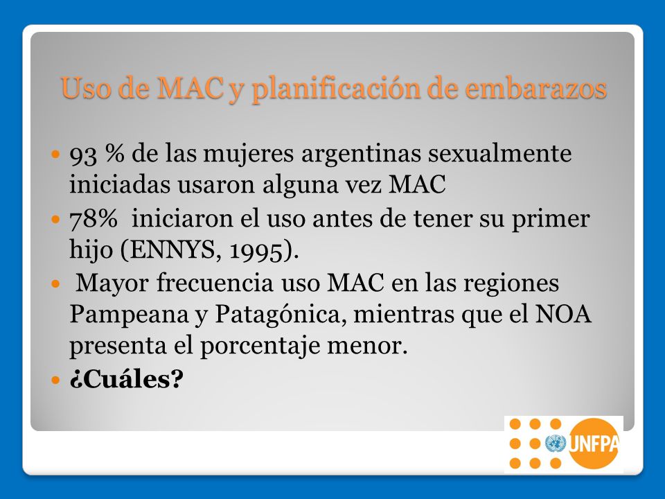 Uso de MAC y planificación de embarazos
