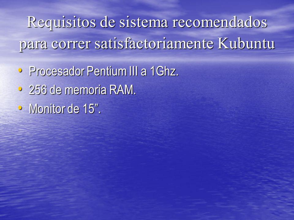 Requisitos de sistema recomendados para correr satisfactoriamente Kubuntu