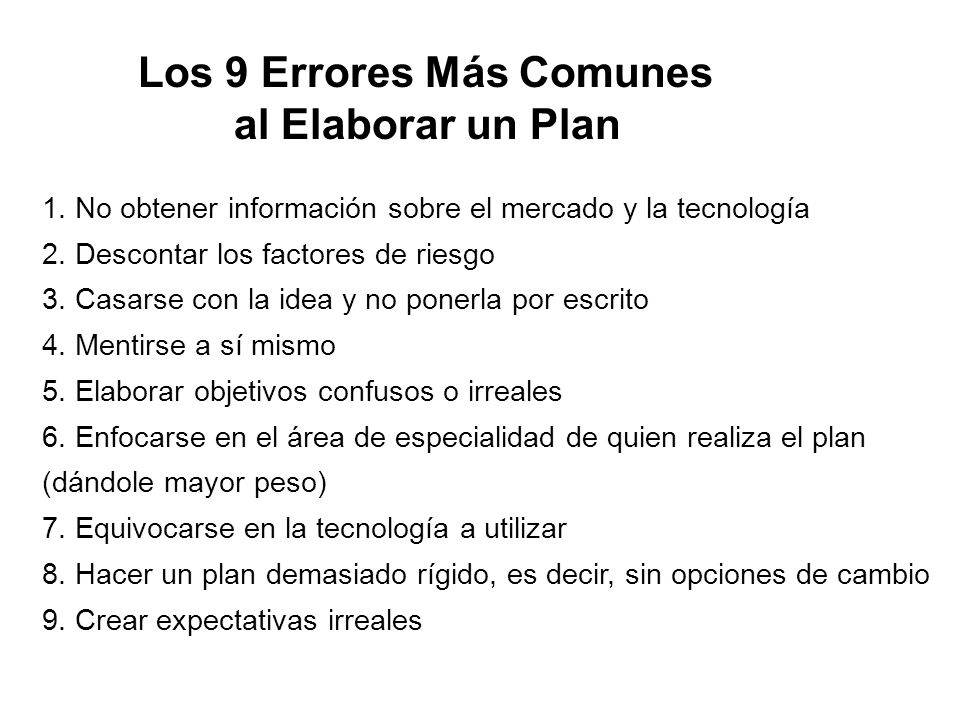 Los 9 Errores Más Comunes al Elaborar un Plan