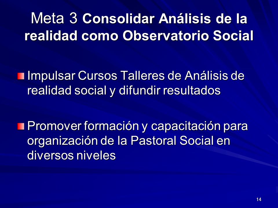 Meta 3 Consolidar Análisis de la realidad como Observatorio Social