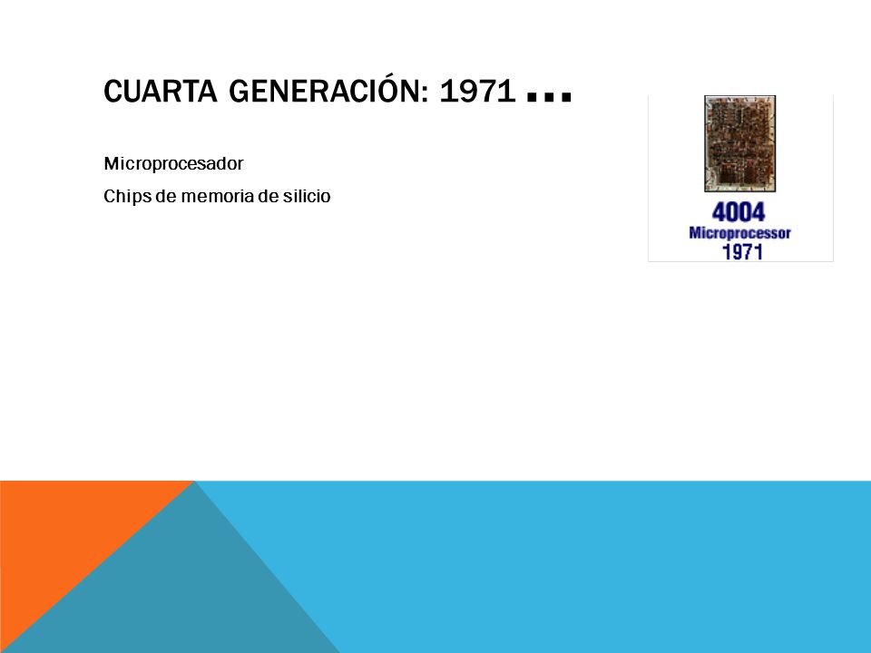 Cuarta Generación: Microprocesador Chips de memoria de silicio