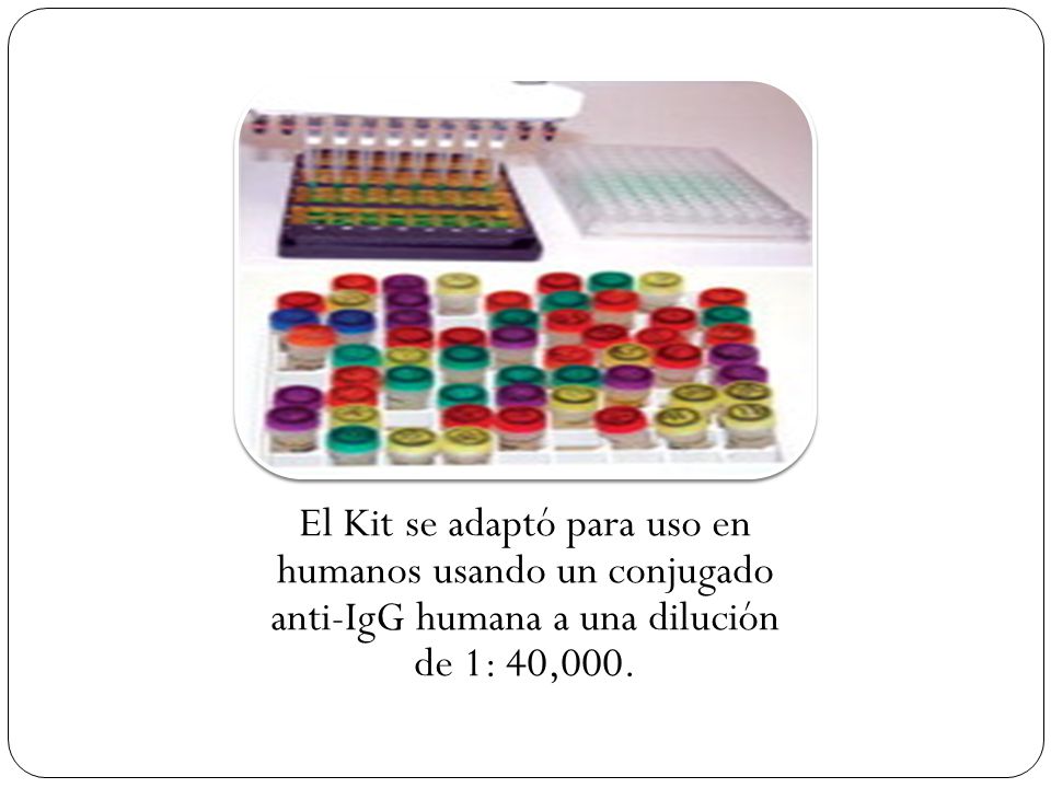 El Kit se adaptó para uso en humanos usando un conjugado anti-IgG humana a una dilución de 1: 40,000.