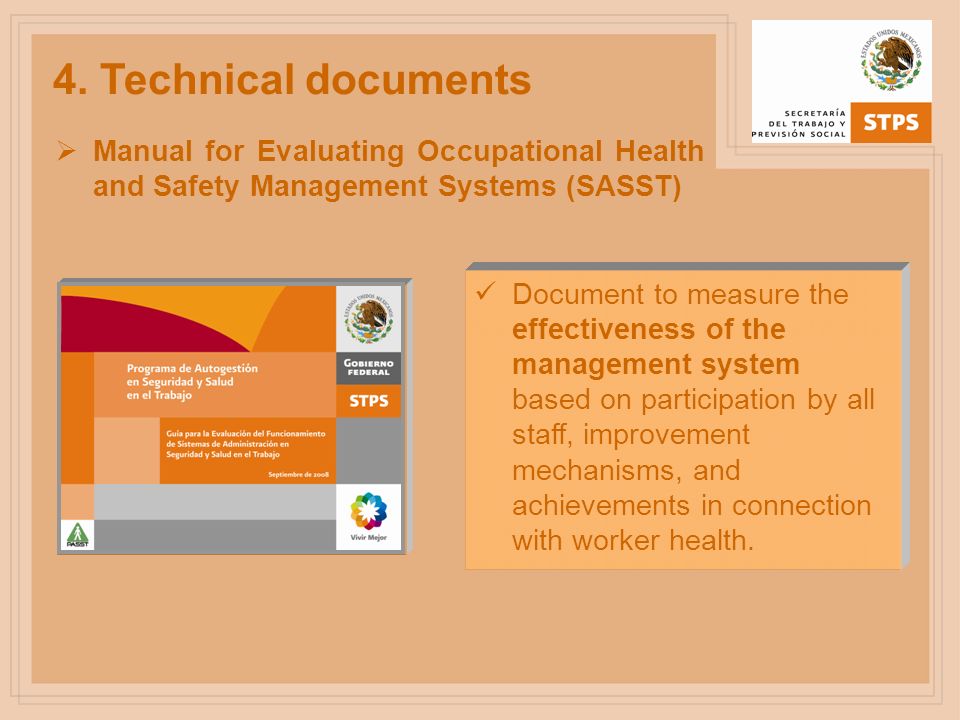 4. Technical documents Manual for Evaluating Occupational Health and Safety Management Systems (SASST)