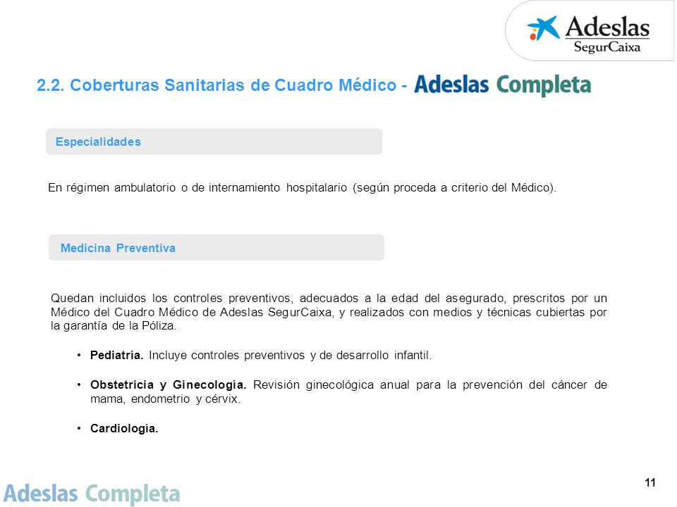 2.2. Coberturas Sanitarias de Cuadro Médico -