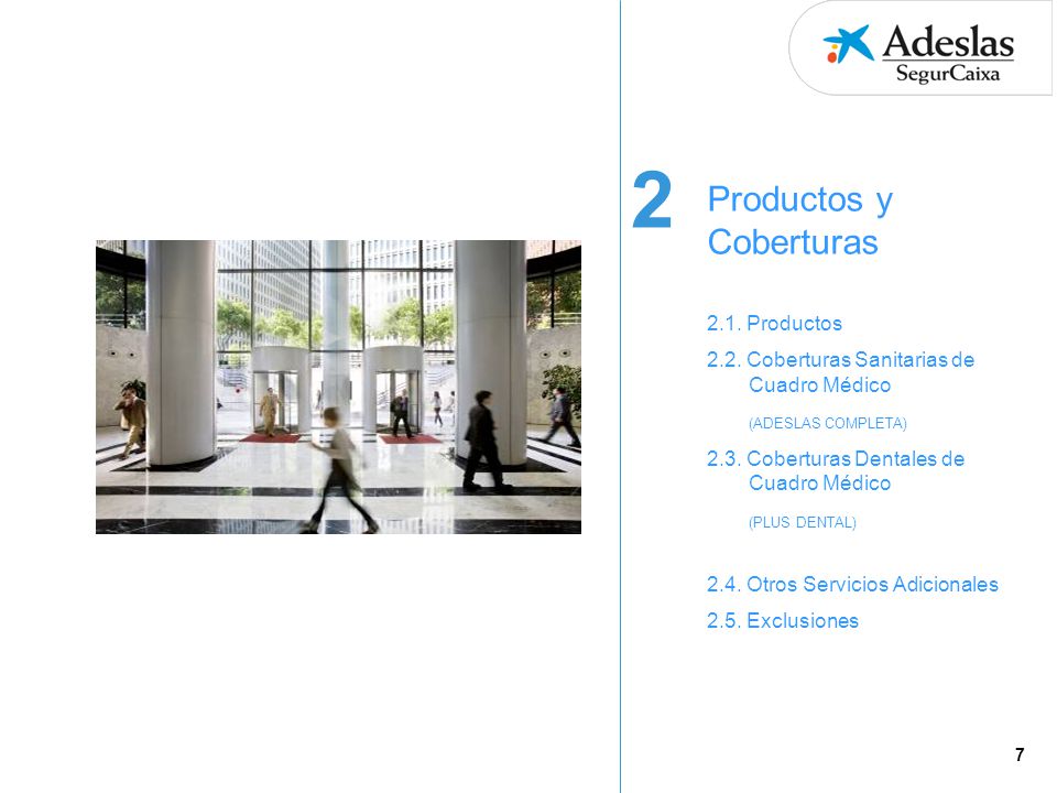 2 Productos y Coberturas 2.1. Productos