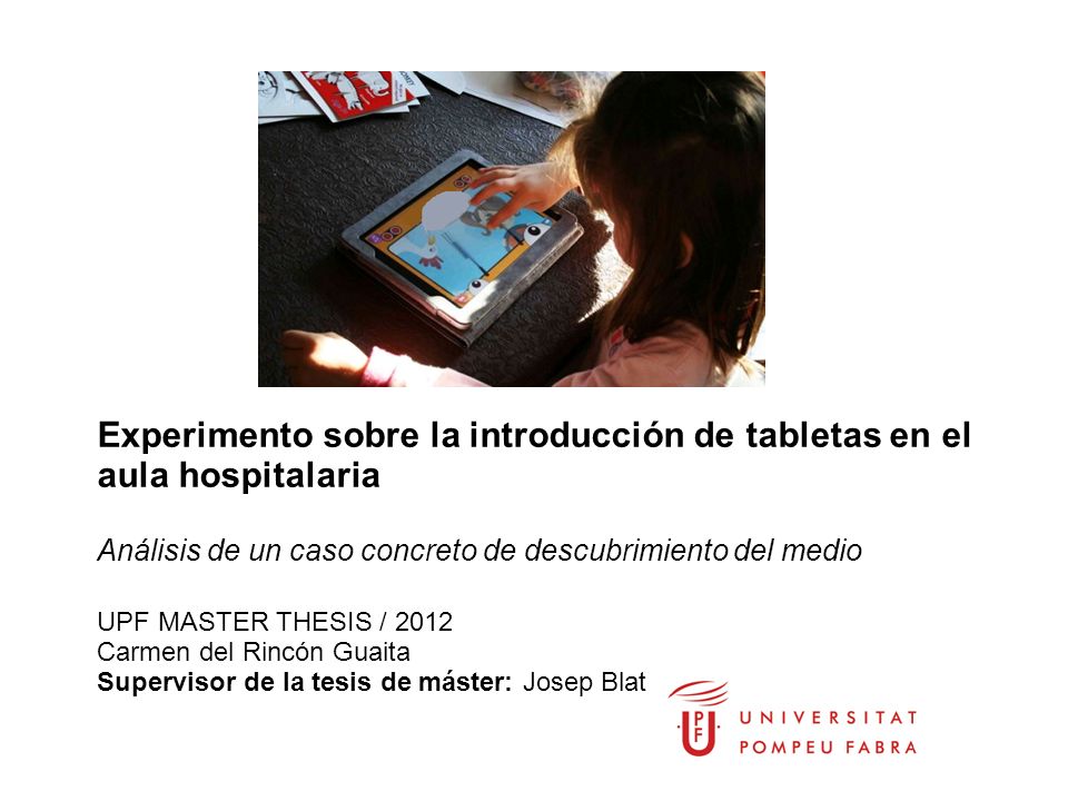 Experimento sobre la introducción de tabletas en el aula hospitalaria