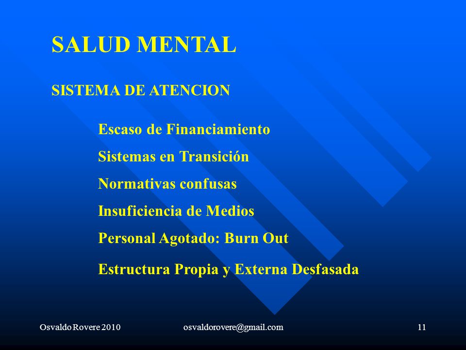 SALUD MENTAL SISTEMA DE ATENCION Escaso de Financiamiento