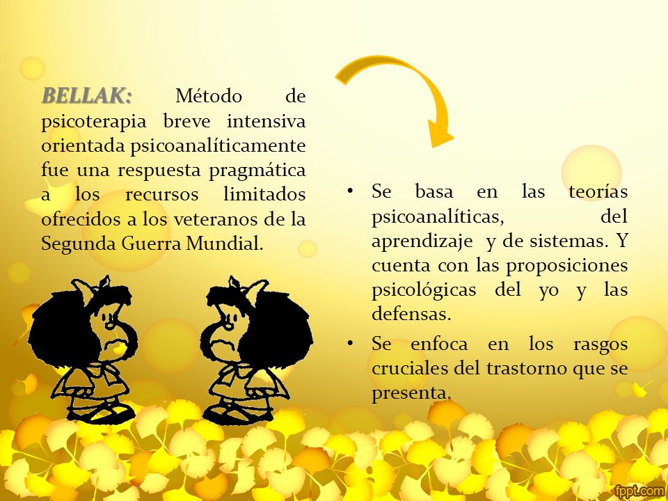 BELLAK: Método de psicoterapia breve intensiva orientada psicoanalíticamente fue una respuesta pragmática a los recursos limitados ofrecidos a los veteranos de la Segunda Guerra Mundial.