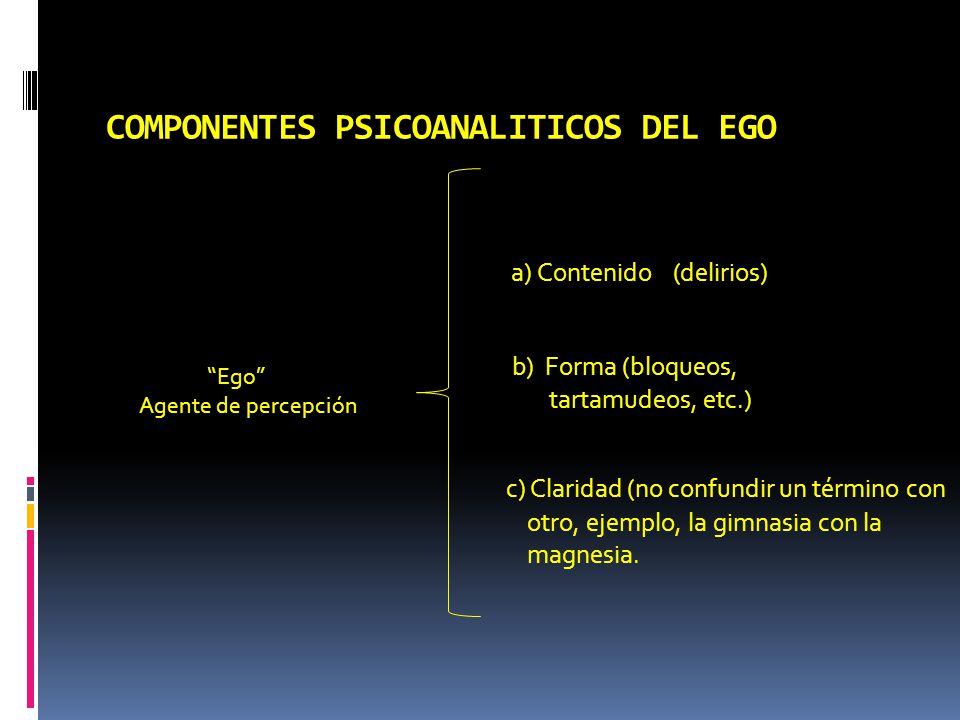 COMPONENTES PSICOANALITICOS DEL EGO