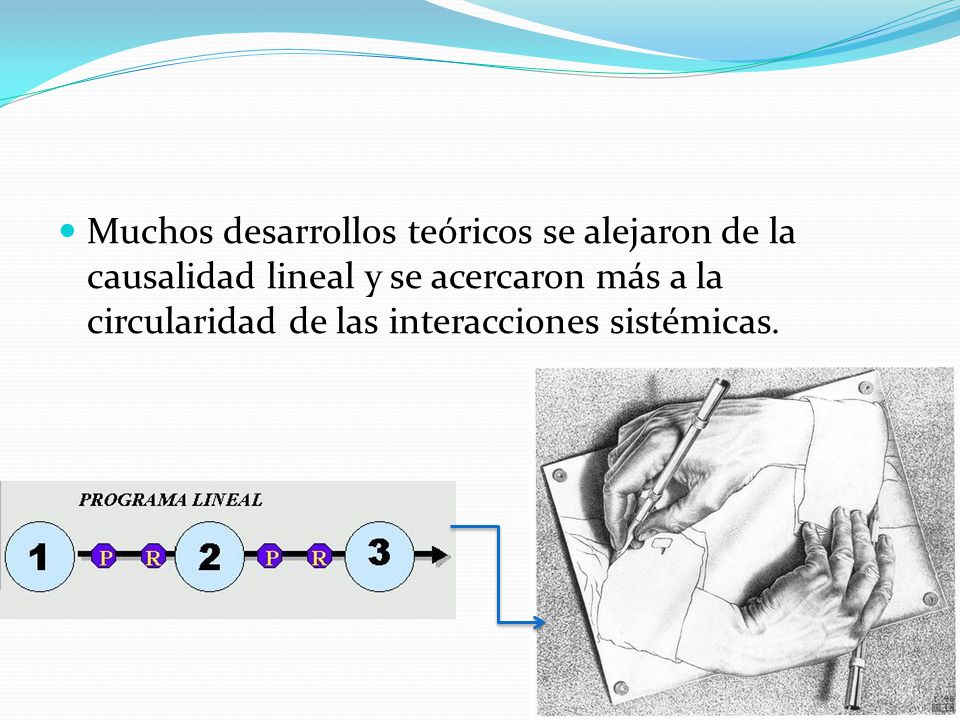 Muchos desarrollos teóricos se alejaron de la causalidad lineal y se acercaron más a la circularidad de las interacciones sistémicas.