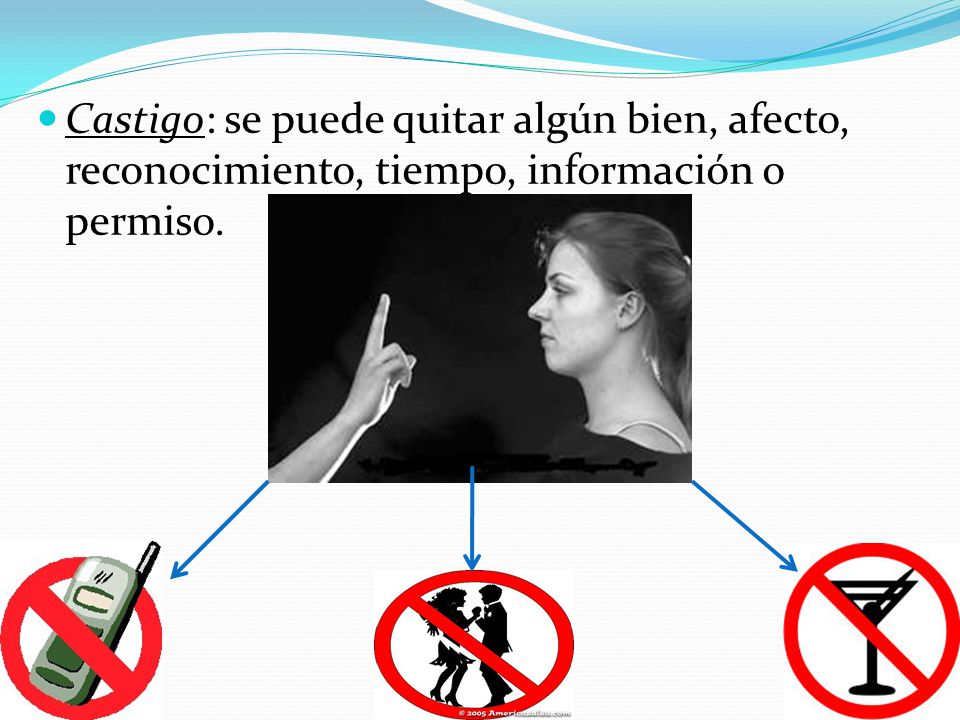 Castigo: se puede quitar algún bien, afecto, reconocimiento, tiempo, información o permiso.