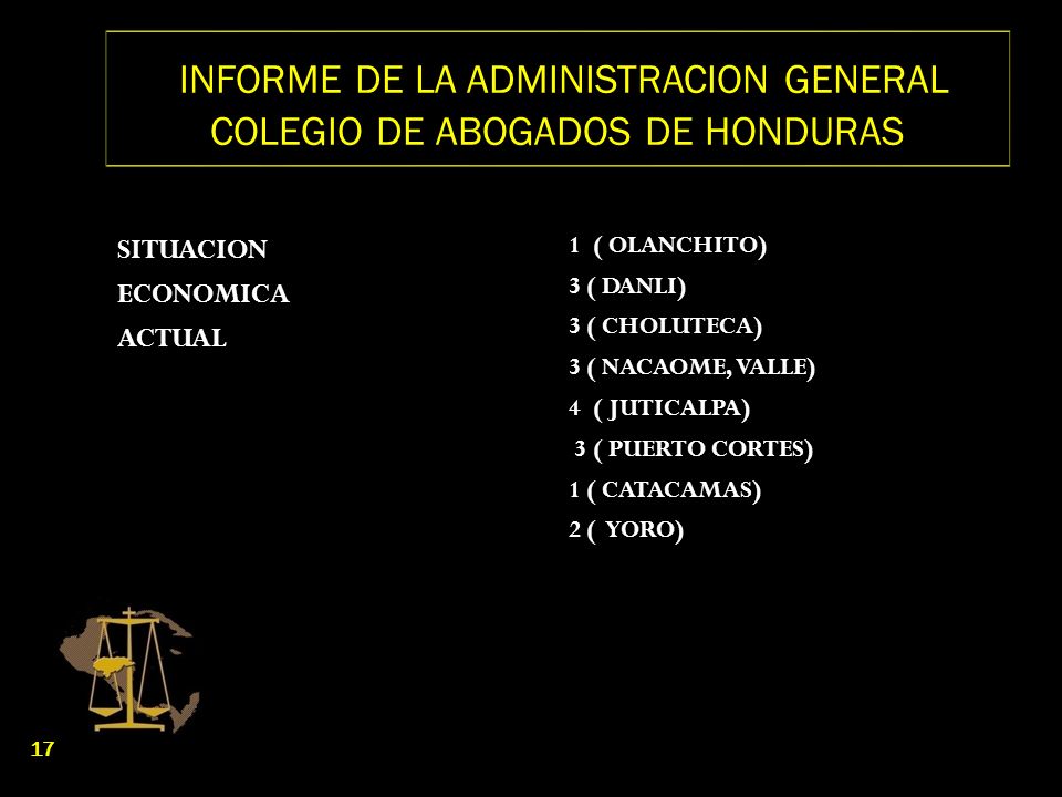 INFORME DE LA ADMINISTRACION GENERAL COLEGIO DE ABOGADOS DE HONDURAS