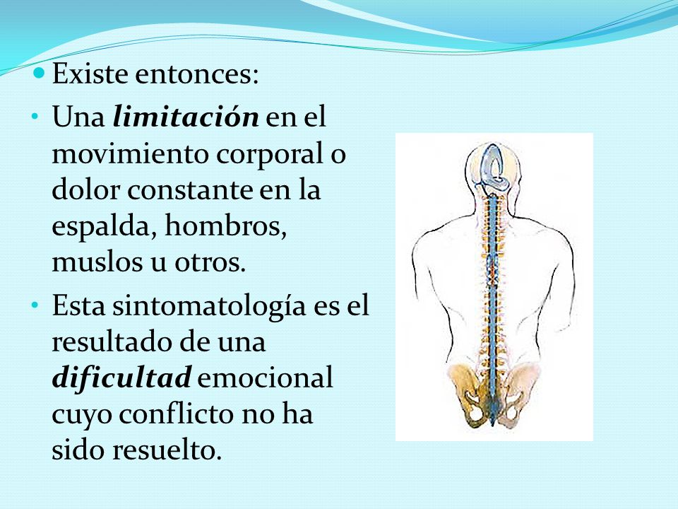 Existe entonces: Una limitación en el movimiento corporal o dolor constante en la espalda, hombros, muslos u otros.