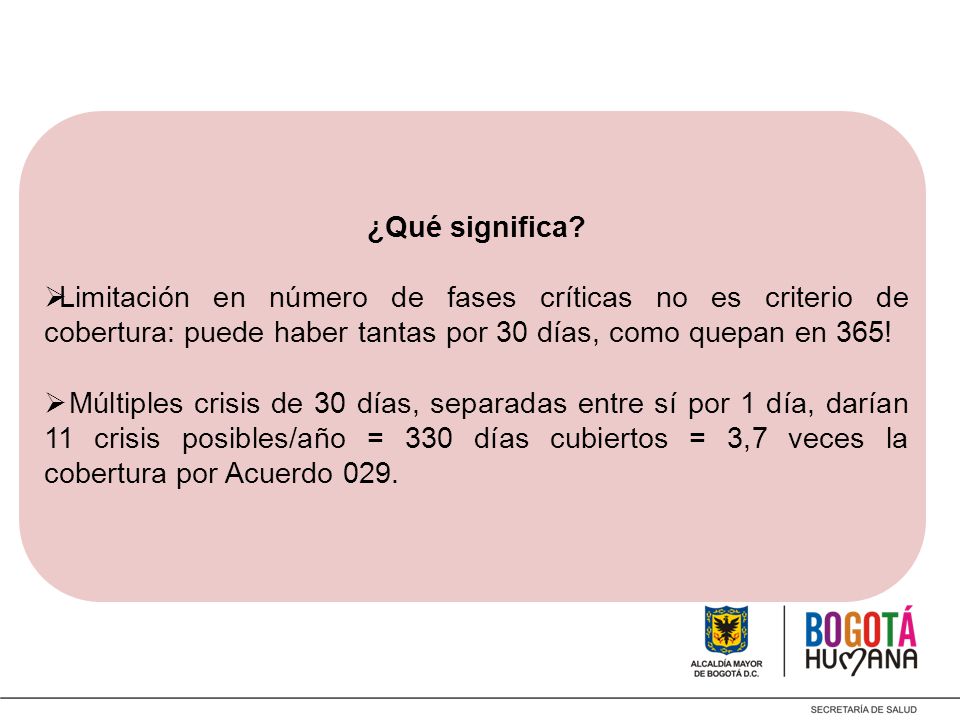 ¿Qué significa Limitación en número de fases críticas no es criterio de cobertura: puede haber tantas por 30 días, como quepan en 365!