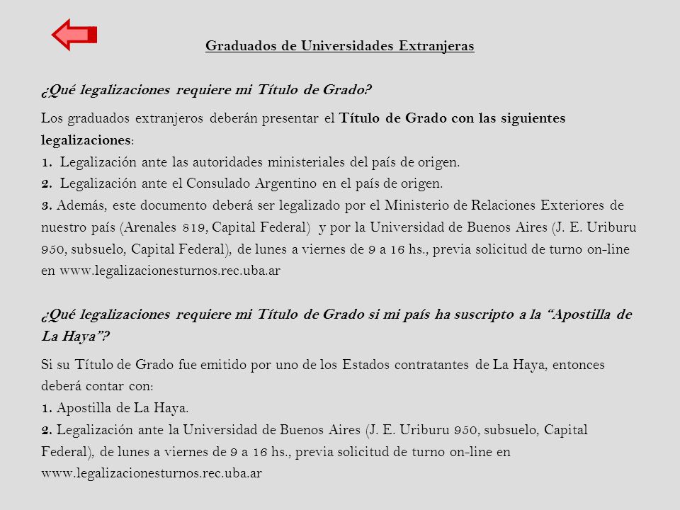 Graduados de Universidades Extranjeras ¿Qué legalizaciones requiere mi Título de Grado.