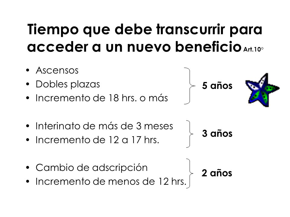 Tiempo que debe transcurrir para acceder a un nuevo beneficio Art.10°