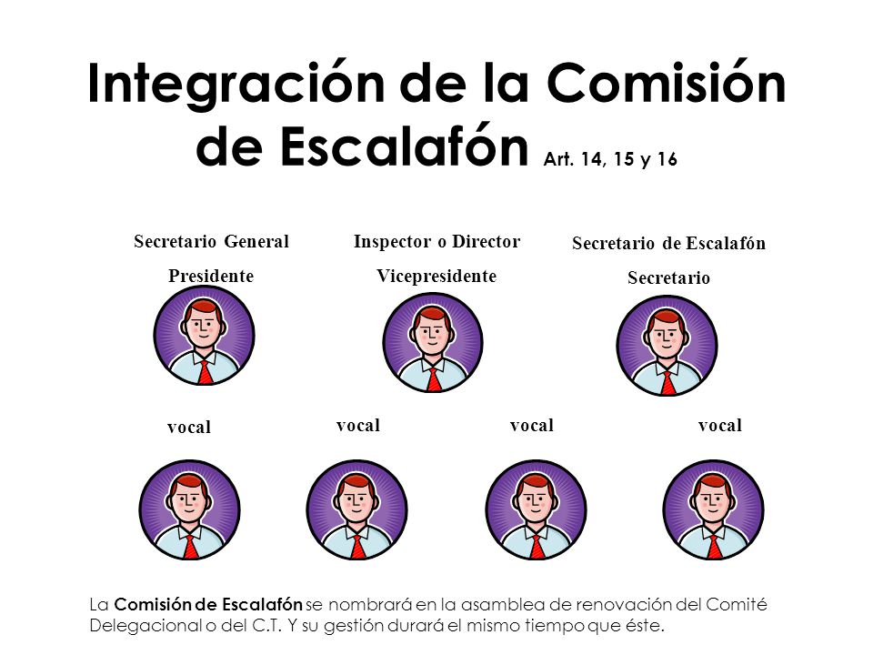 Integración de la Comisión de Escalafón Art. 14, 15 y 16