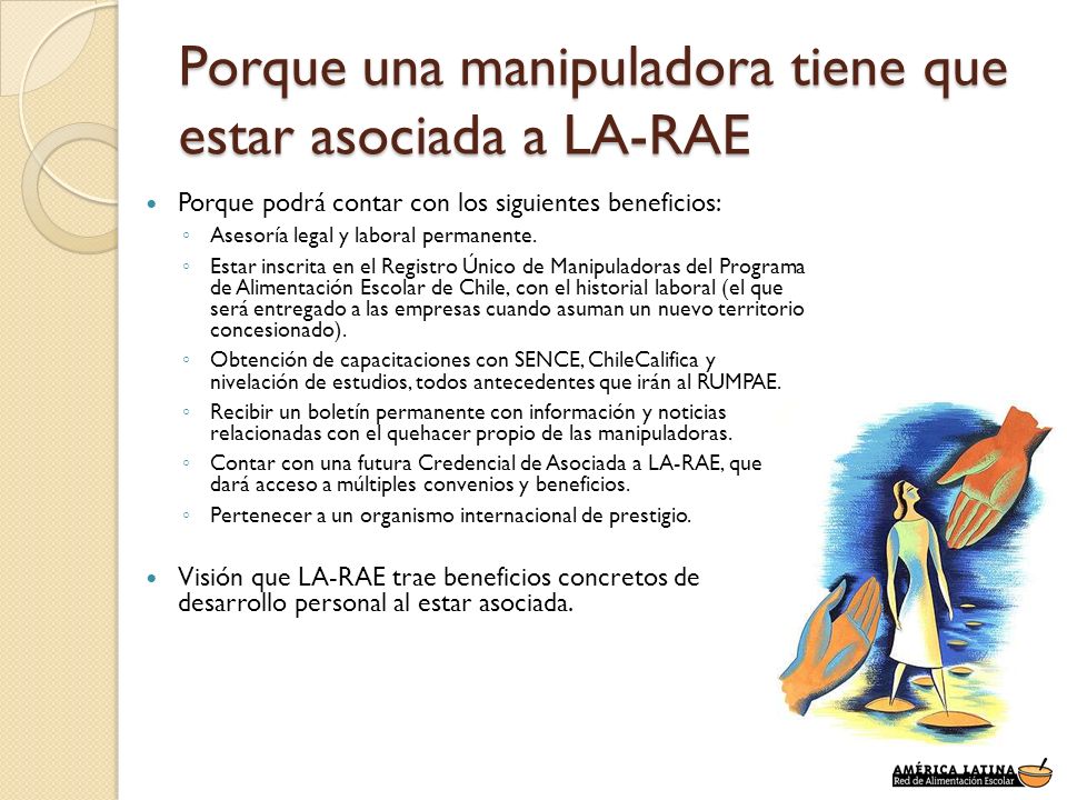 Porque una manipuladora tiene que estar asociada a LA-RAE