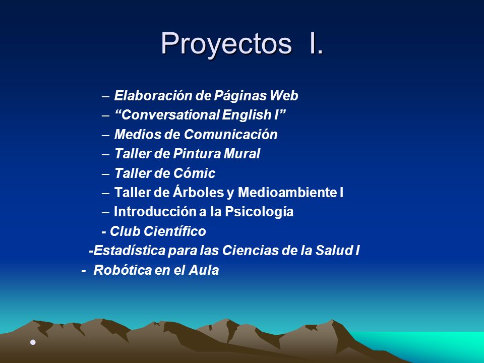 Proyectos I. Elaboración de Páginas Web Conversational English I