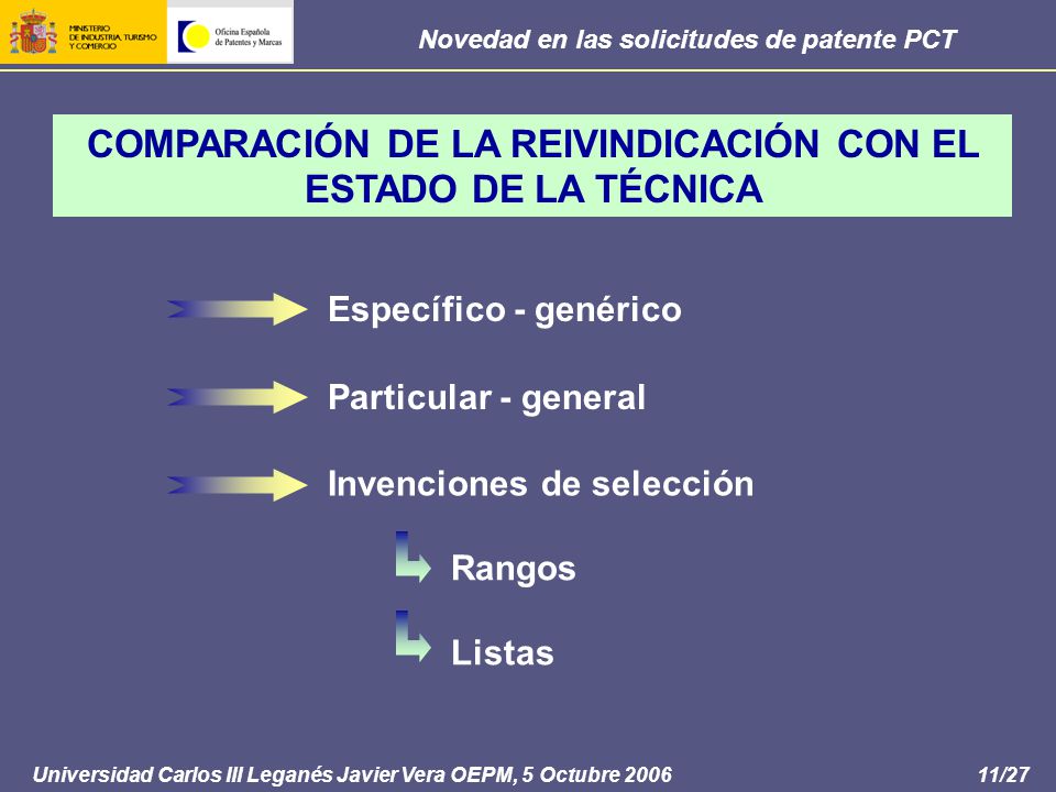 COMPARACIÓN DE LA REIVINDICACIÓN CON EL ESTADO DE LA TÉCNICA