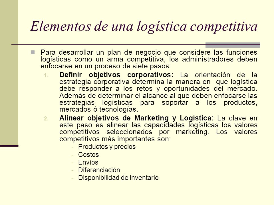 Elementos de una logística competitiva