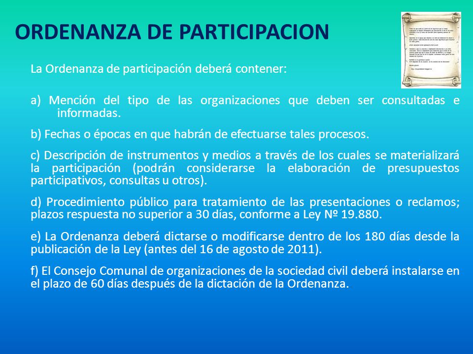 ORDENANZA DE PARTICIPACION