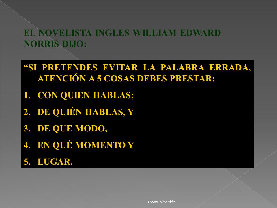 EL NOVELISTA INGLES WILLIAM EDWARD NORRIS DIJO: