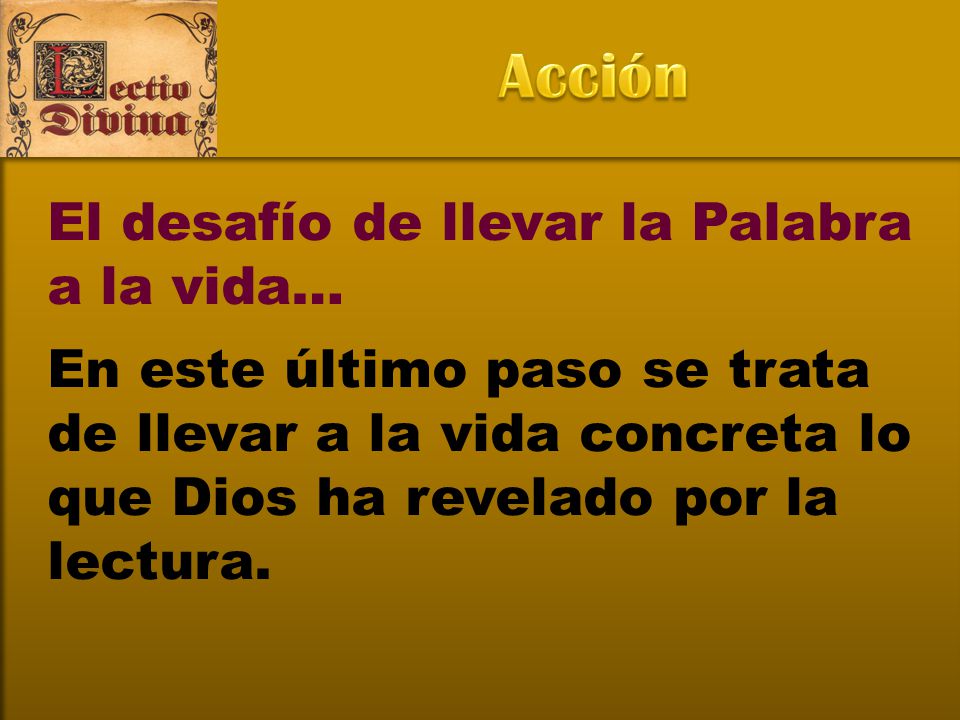 Acción El desafío de llevar la Palabra a la vida…