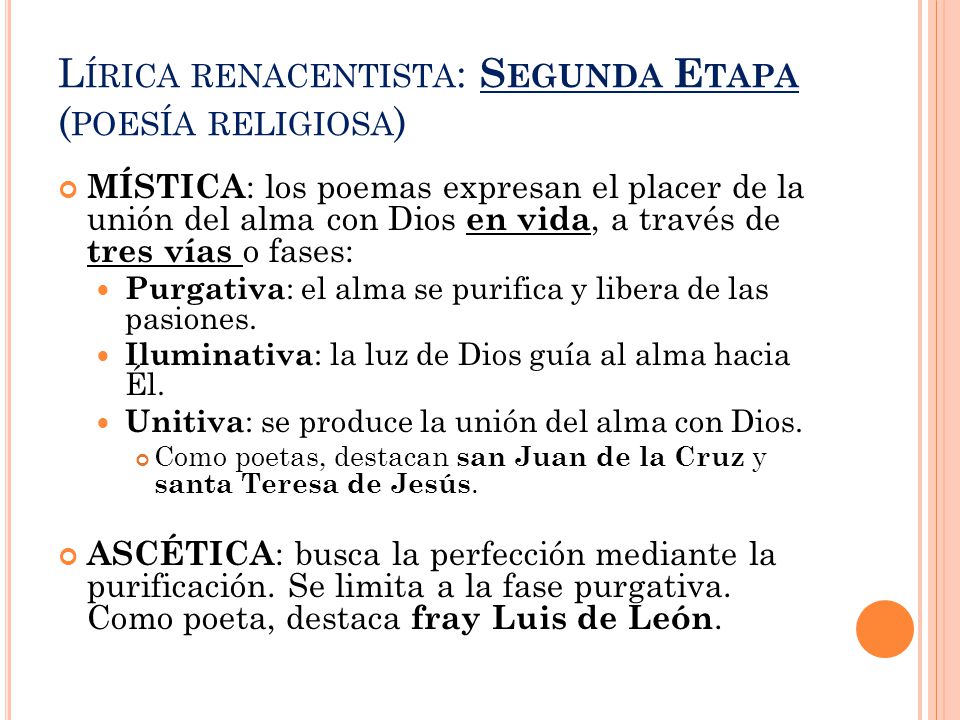 Lírica renacentista: Segunda Etapa (poesía religiosa)