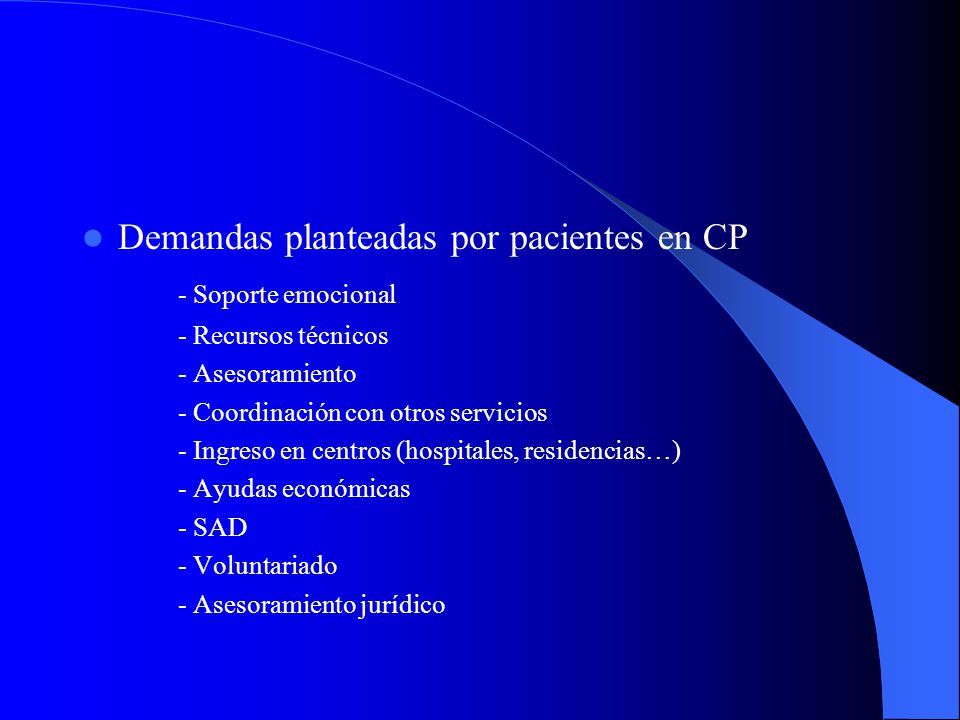 Demandas planteadas por pacientes en CP - Soporte emocional