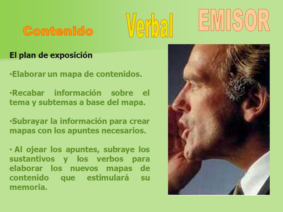 Contenido EMISOR El plan de exposición:
