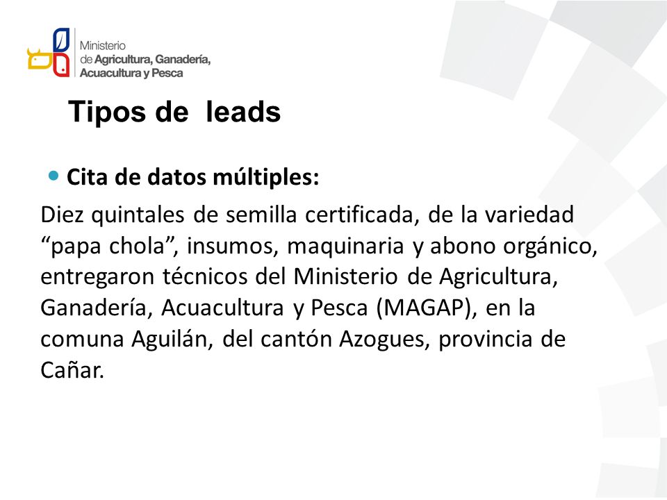Tipos de leads Cita de datos múltiples: